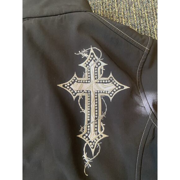 Cowgirl Hardware Women's M Embellished Cross Western Ranch Zip Up Jacket - Picture 5 of 5